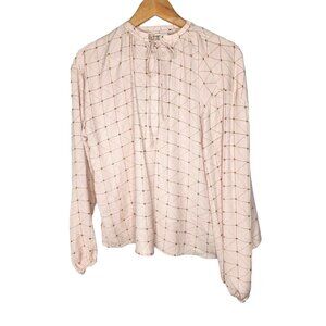 A New Day Geo Print Blouse in Peach and Brown